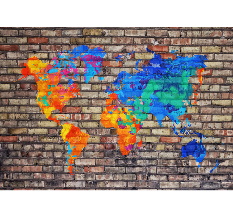 World map wall mural colorful geographic map - TenStickers