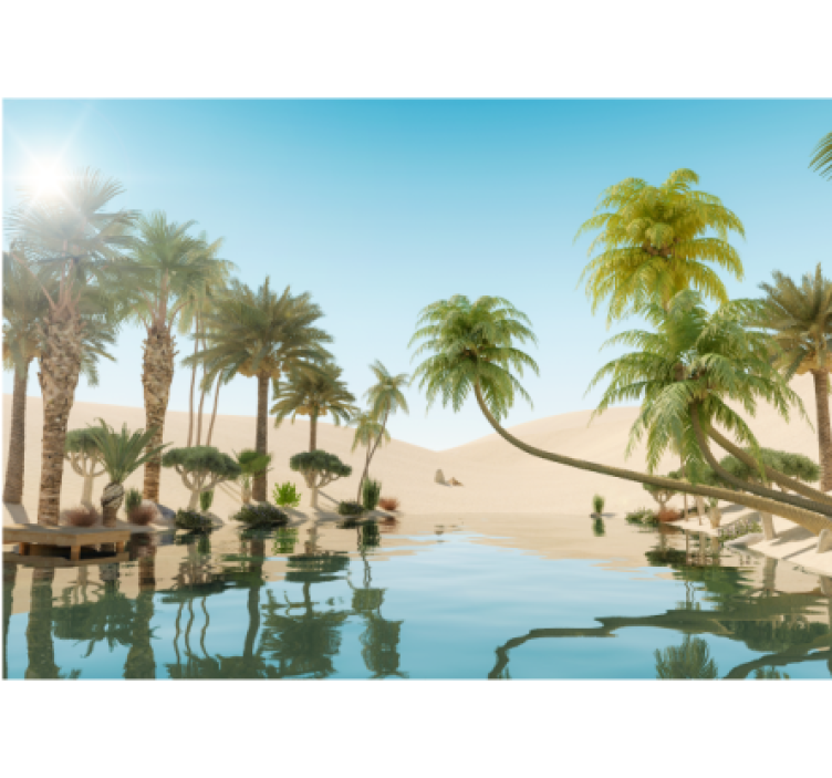 Lush Oasis Landscape desert mural - TenStickers