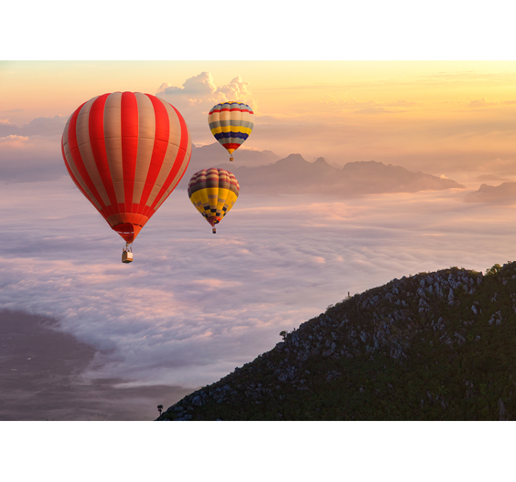 Landscape mural wallpaper airborne balloons - TenStickers
