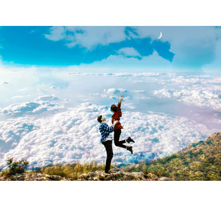 Couple above the Earth romantic wall mural - TenStickers