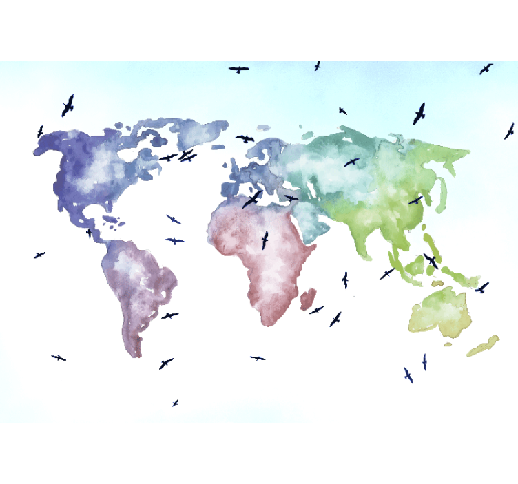 Baby bird world map world map mural - TenStickers