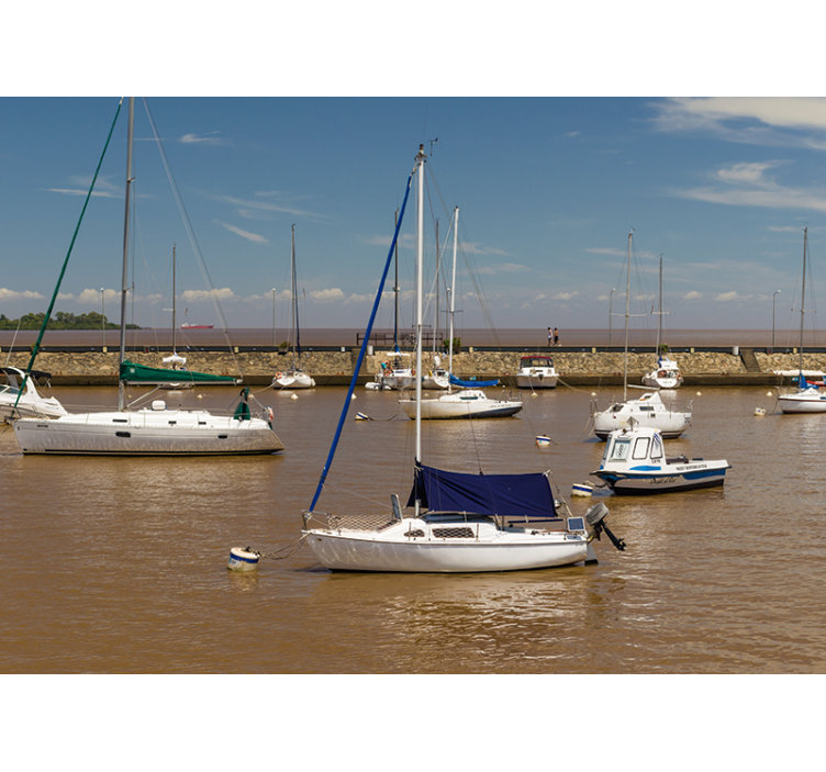 Sailboats in Harbor sea mural - TenStickers