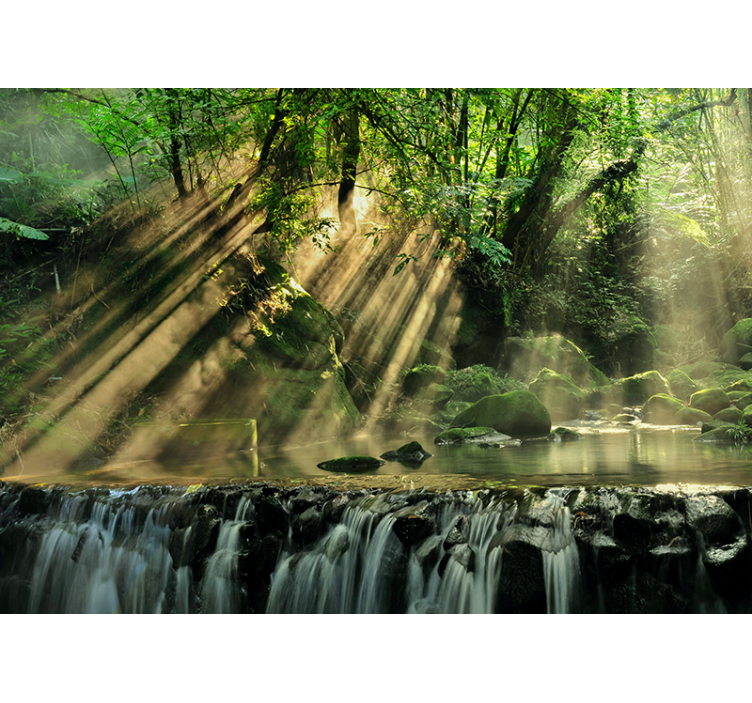 Serene Waterfall Setting nature wall mural - TenStickers