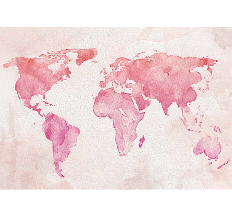 World map wall mural watercolor world outline - TenStickers