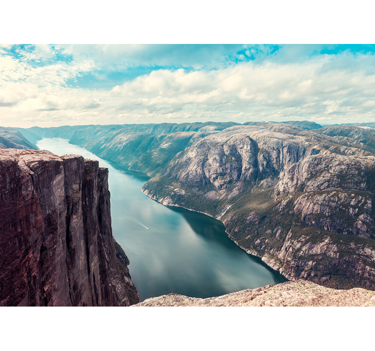 Landscape mural wallpaper grand fjord view - TenStickers