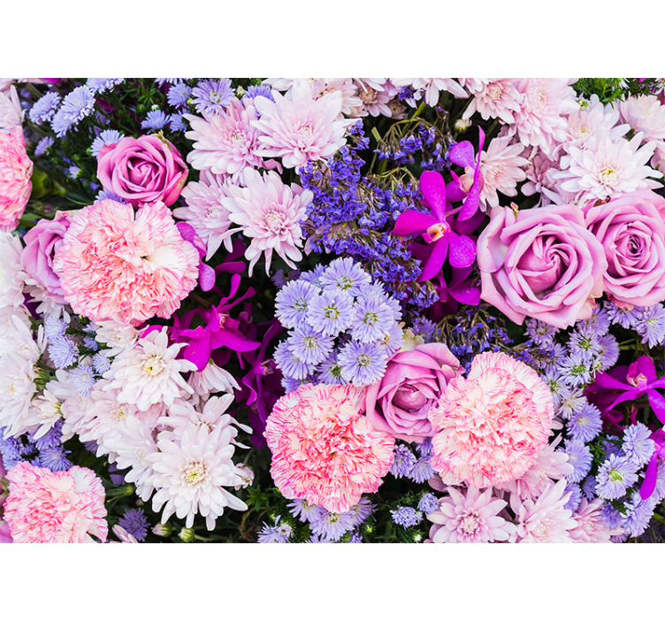 Pink purple flowers wall mural - TenStickers