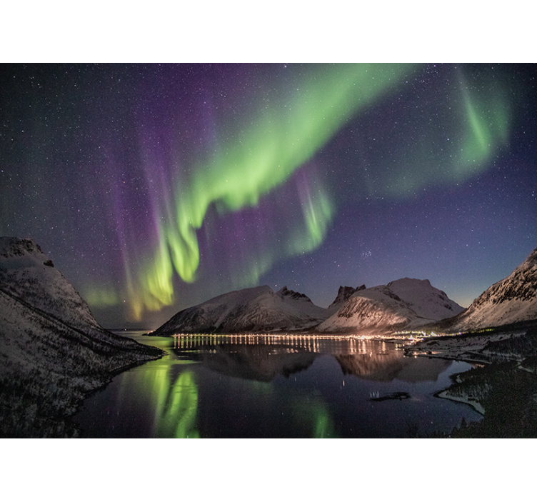 Norwegian northern lights  nature wall mural - TenStickers