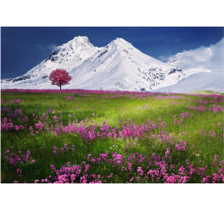 Landscape mural wallpaper mountain meadow view - TenStickers