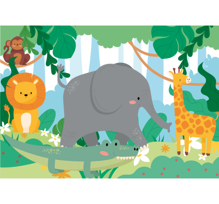 Cartoon animals  forest wall mural - TenStickers