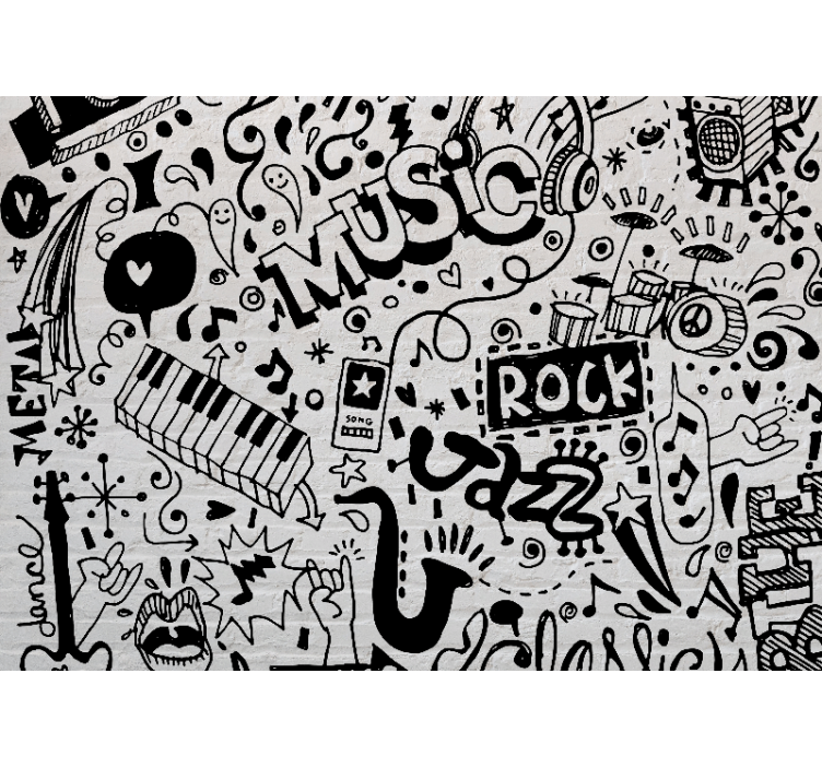 Music doodle music notes wall mural - TenStickers