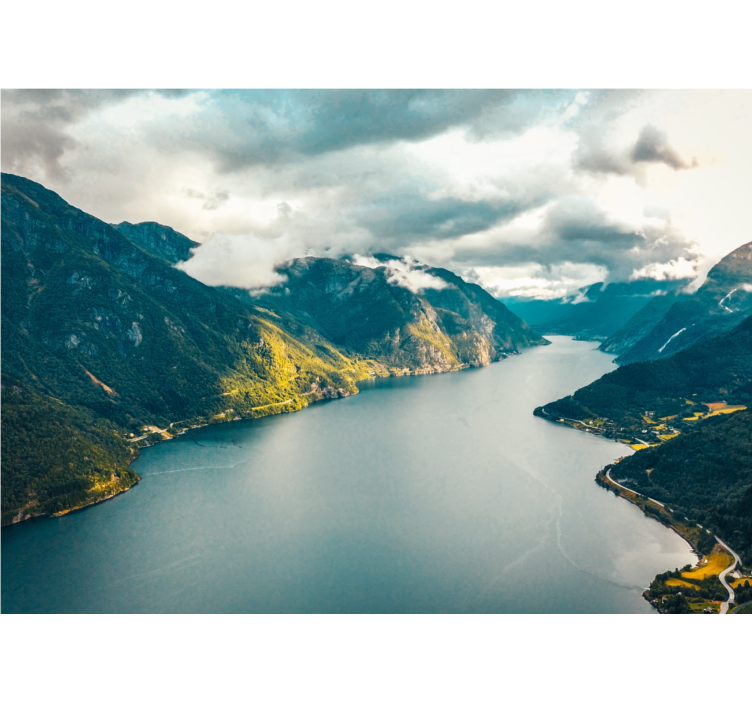 Summer fjord view mountain wall mural - TenStickers