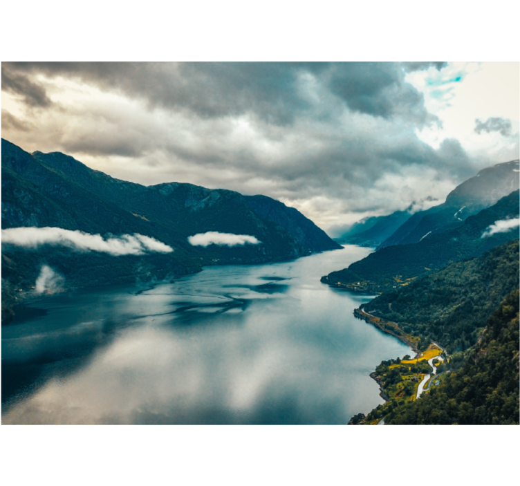 Landscape mural wallpaper mountain lake reflection - TenStickers