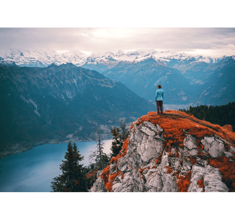 Landscape mural wallpaper mountain view tranquility - TenStickers