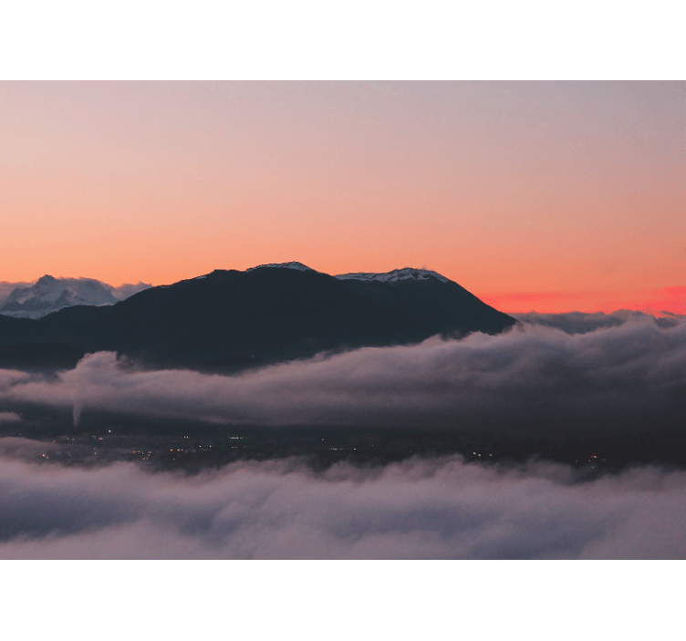 Landscape mural wallpaper mountain sunset view - TenStickers