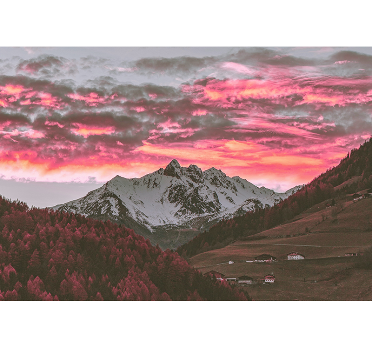 Stunning mountain sunset mountain wall mural - TenStickers