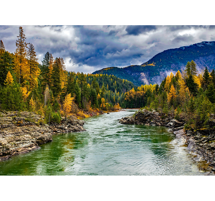 Scenic mountain river landscape mural wallpaper - TenStickers
