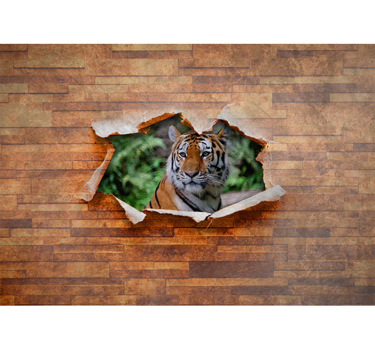 Animal wall mural tiger head on wall - TenStickers
