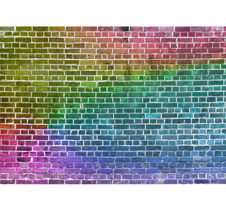 Texture wall mural rainbow brick design - TenStickers