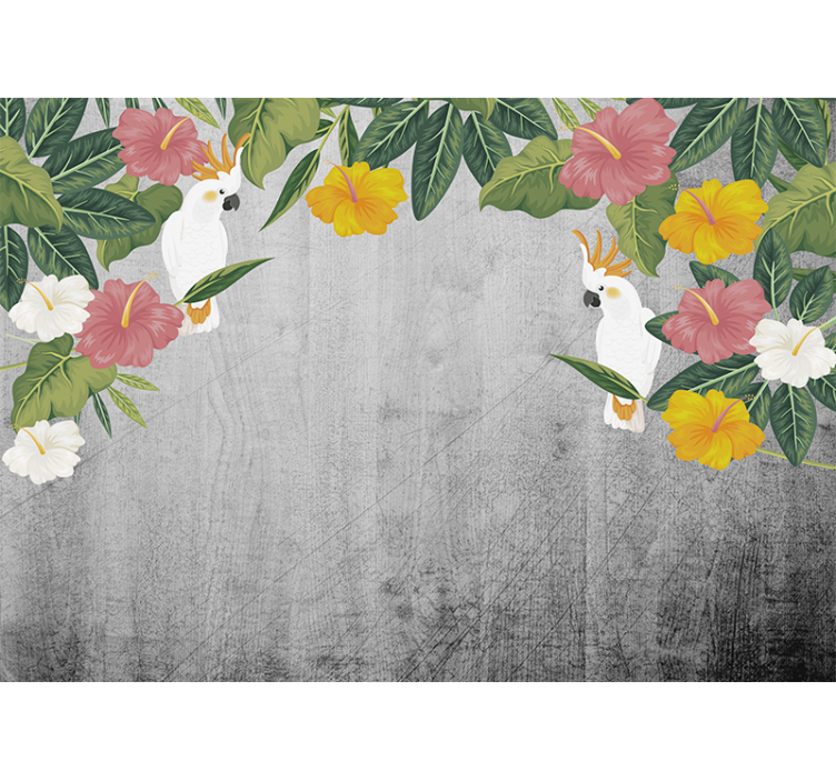 Animal wall mural cockatoo floral frame - TenStickers