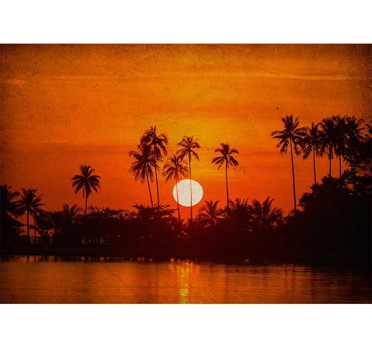 Landscape mural wallpaper tropical sunset scene - TenStickers