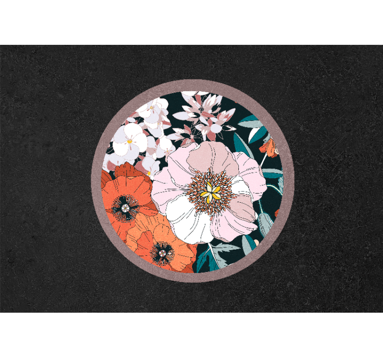Flower mural floral circle design - TenStickers