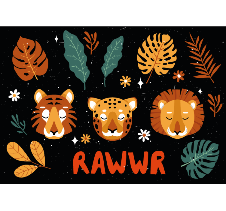 Children wall mural playful jungle animals - TenStickers