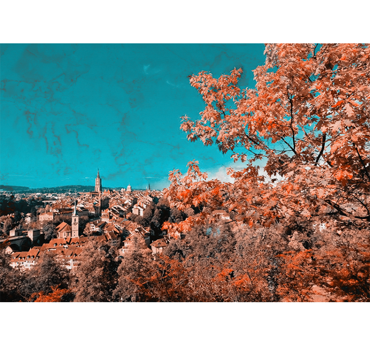 Vibrant autumn landscape landscape mural wallpaper - TenStickers