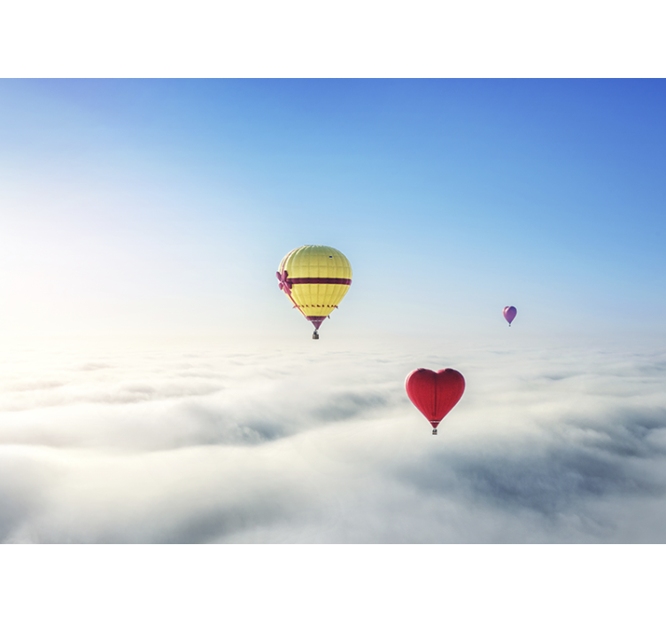Love wall mural buoyant heart balloons - TenStickers