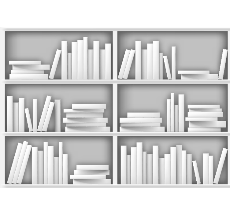 White abstract bookshelf Office Wall Mural - TenStickers