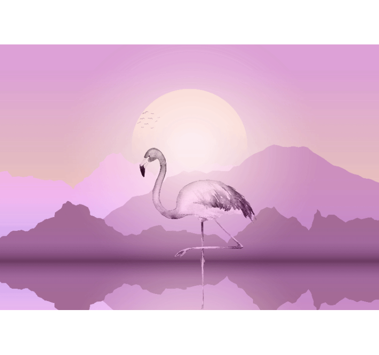 Animal wall mural elegant flamingo silhouette - TenStickers