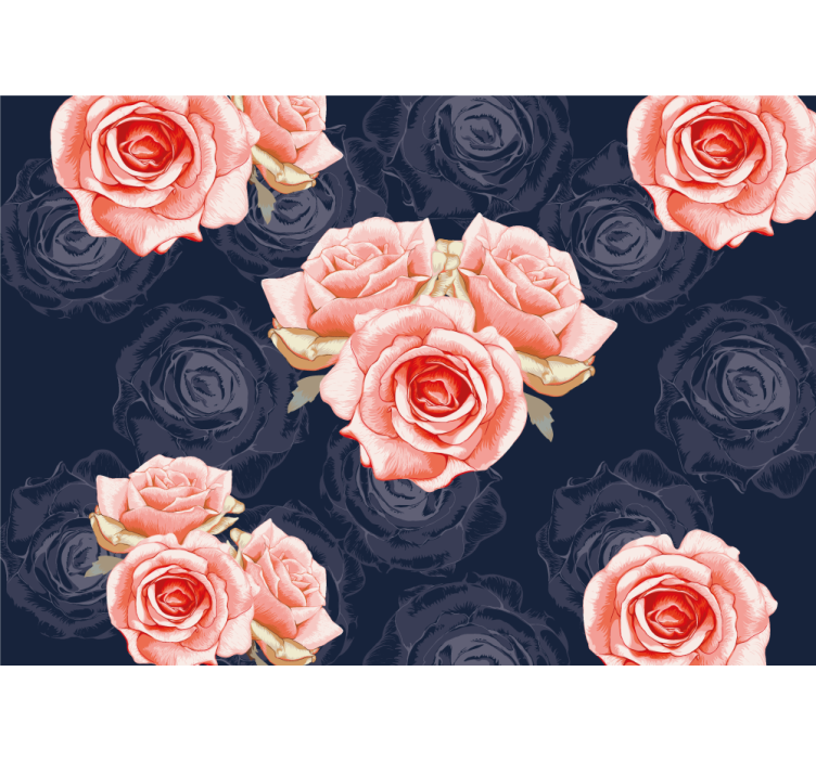 Pink flowers with blue background 3D Wall Mural - TenStickers