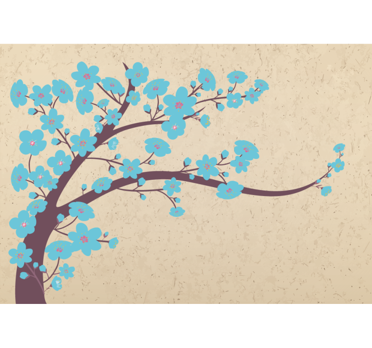 Flower mural sakura bloom stem - TenStickers