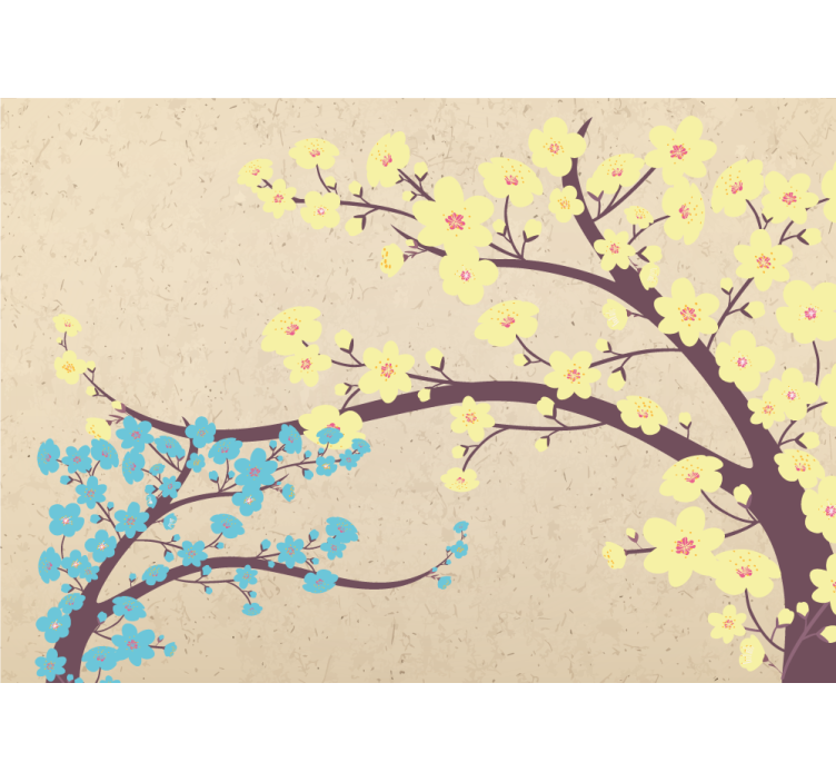 Flower mural yellow blossom branches - TenStickers