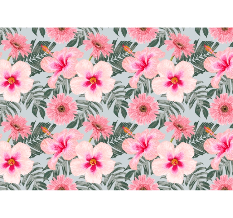 Flower mural pink floral design - TenStickers