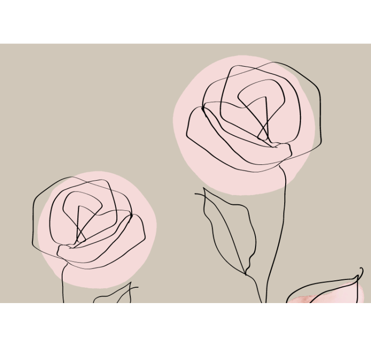 Flower mural line art roses - TenStickers