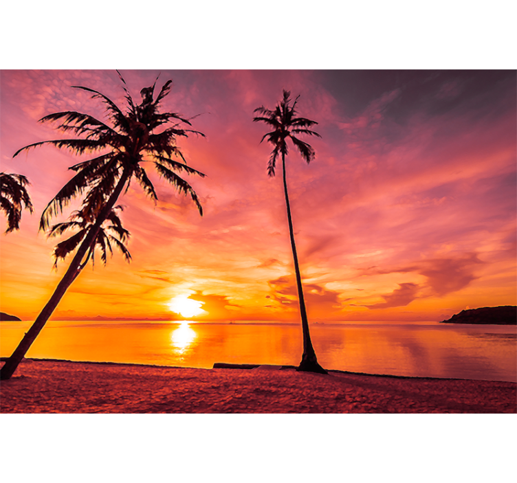 Nature wall mural tropical sunset landscape - TenStickers