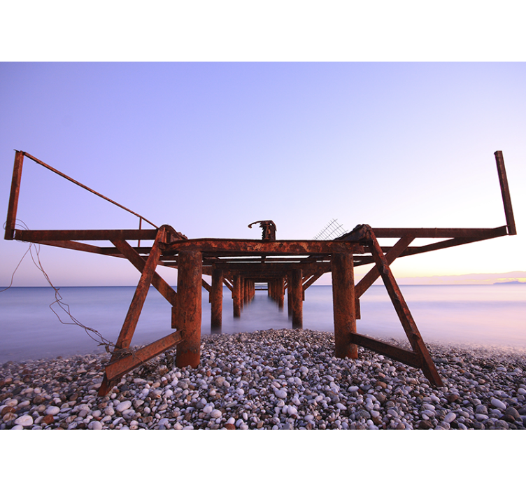 Landscape mural wallpaper rustic pier sunset - TenStickers