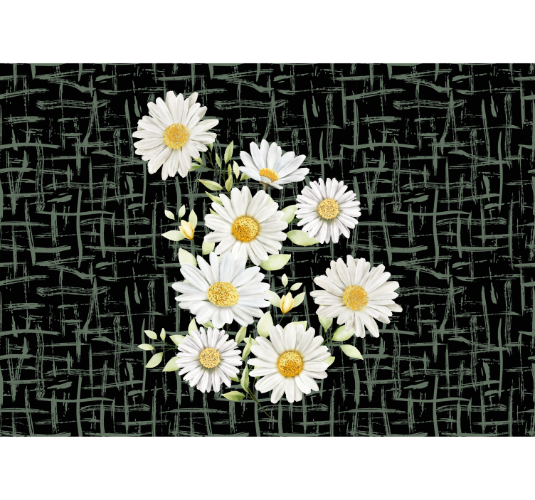 Realistic daisies and stripes flower wall mural - TenStickers