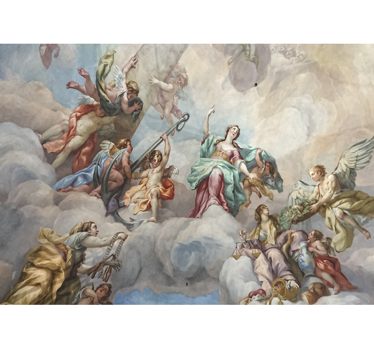 Classic art wall mural heavenly figures above - TenStickers