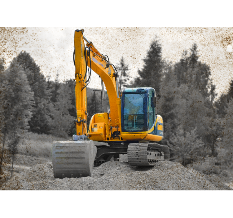 Vehicle mural excavator machinery artwork - TenStickers