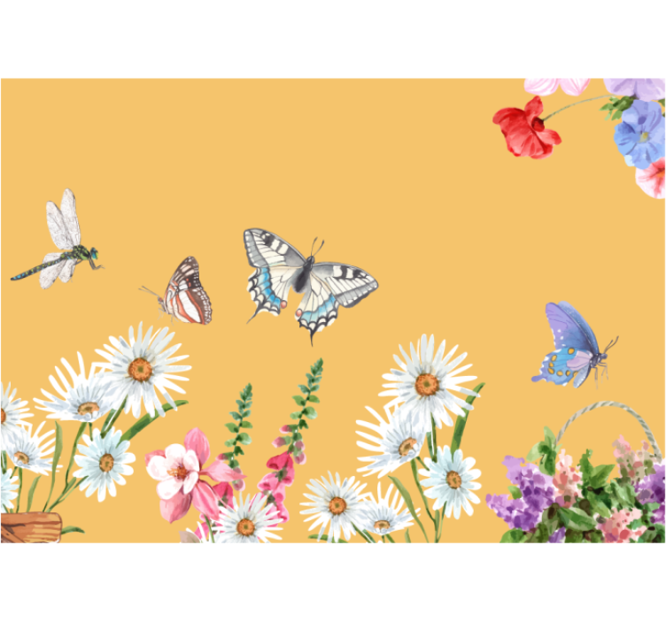 Flower mural butterfly floral design - TenStickers