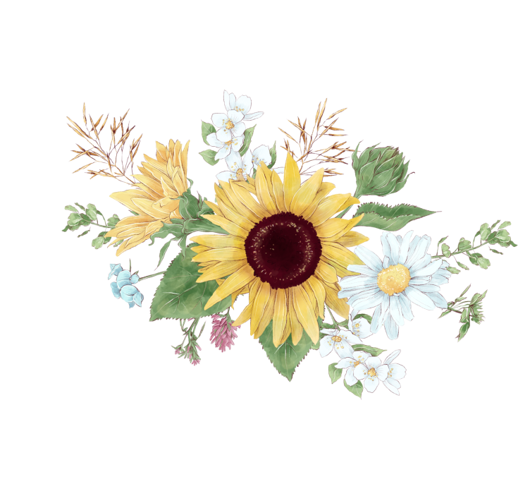 Sunflowers and daisy flowers  wall mural - TenStickers