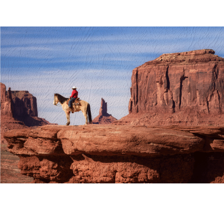 Landscape mural wallpaper cowboy on horse - TenStickers