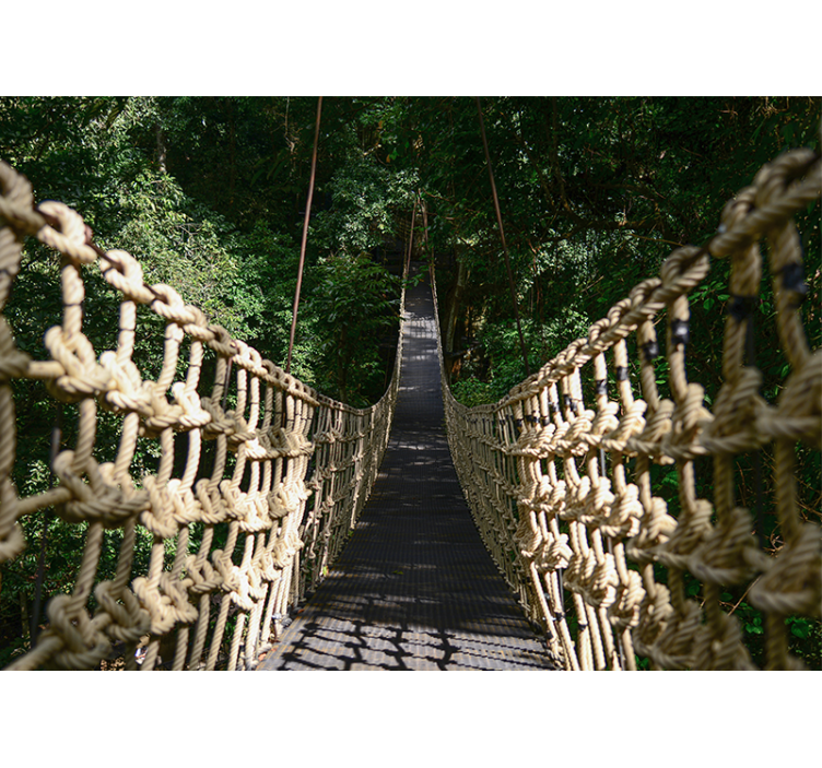 Wooden bridge with tropical Forest Wall Mural - TenStickers
