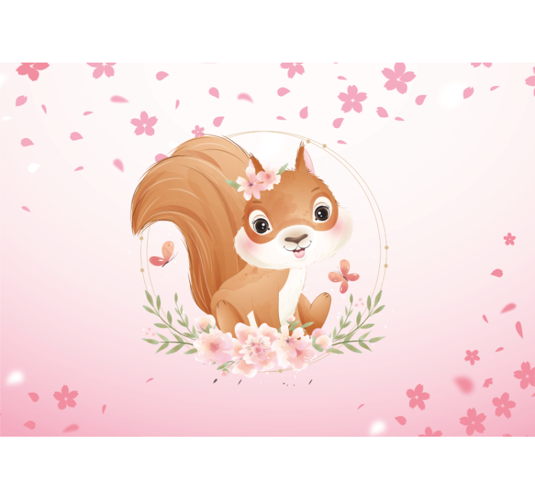 Baby squirrel portrait nursery mural - TenStickers