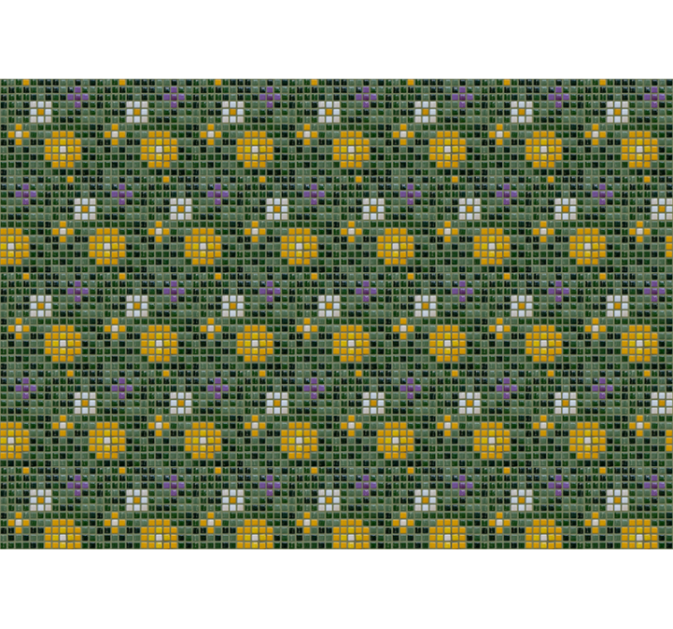 Vibrant tile floral pattern bathroom mural - TenStickers