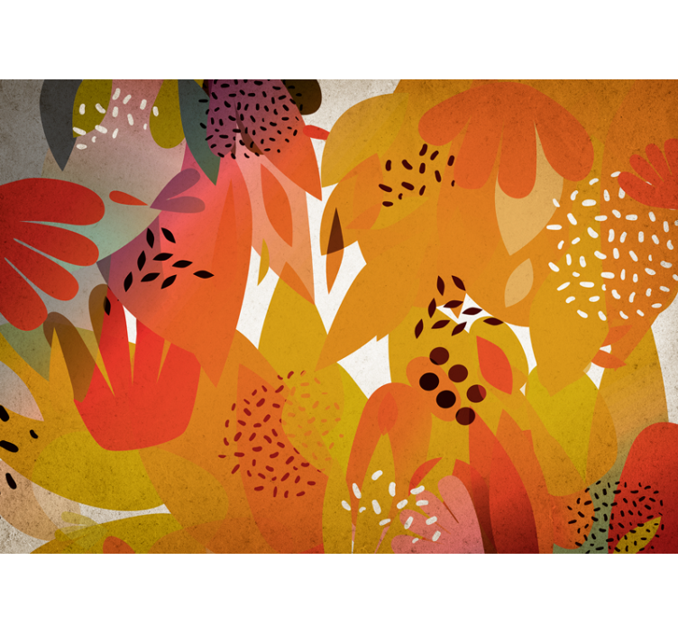 Vibrant leaf motifs wall mural - TenStickers
