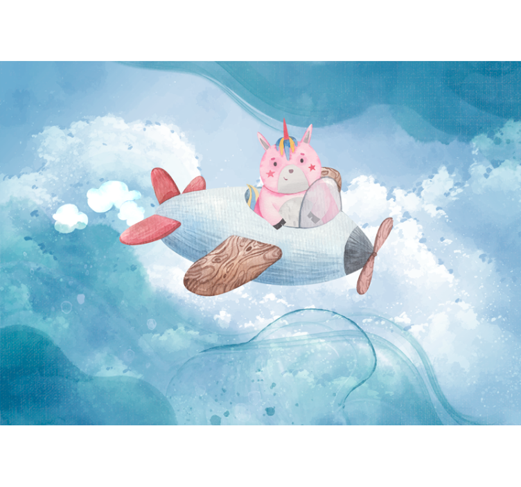 Flying unicorn plane fantasy wall mural - TenStickers