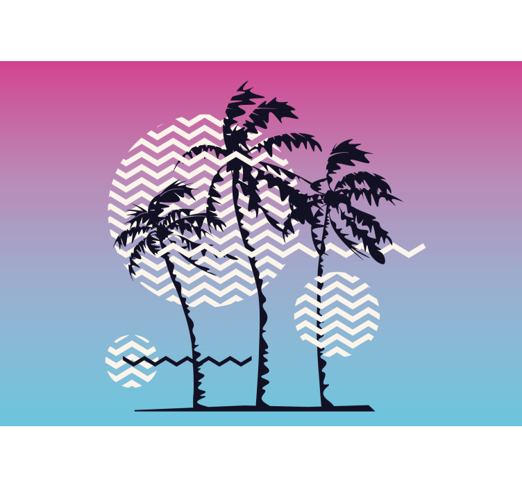 Nature wall mural palms and waves - TenStickers