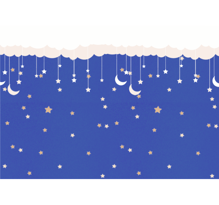 Cartoon clouds with stars and the moon Mural - TenStickers